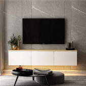 BMdekor TV Sehpası Norm Duvara Monte Beyaz Safir Meşe LED Işıklı 160 cm - 1