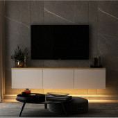 BMdekor TV Sehpası Norm Duvara Monte Beyaz Safir Meşe LED Işıklı 160 cm - 3