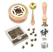 Davetiye Mum Mühürü Uygulama Seti Ahşap Rengi 355 Dal Yaprak - 1