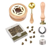 Davetiye Mum Mühürü Uygulama Seti Ahşap Rengi Renk 455 Çelenk thumbnail 1