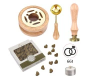 Davetiye Mum Mühürü Uygulama Seti Ahşap Rengi 661 Yüzükler thumbnail 1