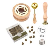 Davetiye Mum Mühürü Uygulama Seti Ahşap Rengi 908 Barış Güvercini thumbnail 1