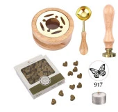 Davetiye Mum Mühürü Uygulama Seti Ahşap Rengi 917 Kelebek thumbnail 1
