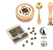 Davetiye Mum Mühürü Uygulama Seti Ahşap Rengi 1004 Ay Kedi - 1