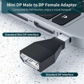 Mini Display Port To Display Port 1.2 Erkek-Dişi Dönüştürücü Adaptör SOKET TİPİ - 4