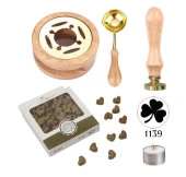 Davetiye Mum Mühürü Uygulama Seti Ahşap Rengi 1139 Yonca thumbnail 1