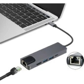TYPE C TO PD+SSX2+HDTV+TYPE C+RJ45 ÇEVİRİCİ ADAPTER 5 PORT thumbnail 4