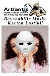 Maske Boyama Seti 1 Adet Boyanabilir Maske Karton Lastikli İnsan Yüzü Suratı Okul Sınıf Etkinlikleri Hobi 19x24 cm - 5