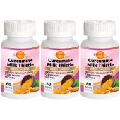 Force Nutrition Kurkumin Zerdeçal Meryemana Dikeni 3x60 Tablet Curcumin Milk Thistle - 1