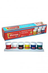 Guaj Boya 6 Renk x 20 Ml Su Bazlı Tüp 1 Paket Heroes Guaj Boya Seti Şişe İçerisinde 6 lı Okul Hobi - 1