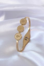 316l Çelik Gold Renk Elizabeth İşleme Kadın Kelepçe - Bj-bb5031 - 1