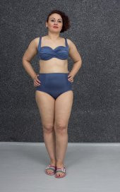 Truva Xxl Büyük Beden Kadın Giyim Yüksek Bel Bikini Renkli B010 - 9