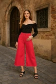 Kadın Püskül Detaylı Culotte Pantolon Kırmızı thumbnail 1