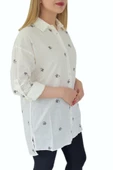 Kadın Krem Çiçekli Gömlek 71321 BGL-ST02905 thumbnail 4
