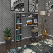 Kenzlife bilgisayar çalışma masası senna gri 140*130*20 kitaplıklı ofis sekreter laptop - 1