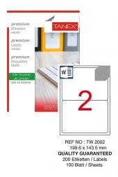 Bilgisayar Etiketi Tw-2002 119,6x143,50 mm 100 Lü Lazer Etiket 1 Paket Tanex Davetiye Kargo Koli Kutu Etiketi - 1