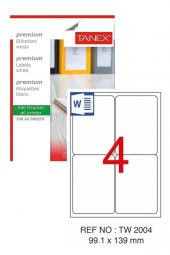 Bilgisayar Etiketi Tw-2004 99,1x139 mm 100 Lü Lazer Etiket 1 Paket Tanex Davetiye Kargo Koli Kutu Etiketi - 1