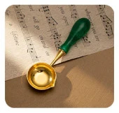 Davetiye Mum Mühürü Eritme Kaşığı El Yapımı Akrilik Saplı Yeşil Renk - 2