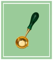 Davetiye Mum Mühürü Eritme Kaşığı El Yapımı Akrilik Saplı Yeşil Renk - 4