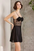 Pierre Cardin 6 Lı Saten Gecelik Çeyiz Takım Siyah - 8