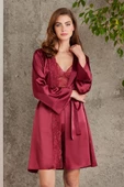 Pierre Cardin 4lü Gecelik Çeyiz Takım Bordo - 1