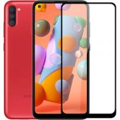 Samsung Galaxy M11 Tam Kaplayan Kırılmaz Cam Ekran Koruyucu - Siyah - 1