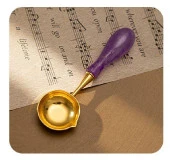 Davetiye Mum Mühürü Eritme Kaşığı El Yapımı Akrilik Saplı Füme Renk thumbnail 2