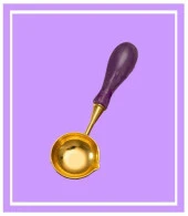 Davetiye Mum Mühürü Eritme Kaşığı El Yapımı Akrilik Saplı Füme Renk thumbnail 4