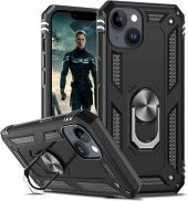 Apple Iphone 14 Plus Tank Kılıf Kamera Çıkıntılı Yüzüklü Standlı Koruyucu Tank Kapak - 1