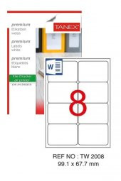 Bilgisayar Etiketi Tw-2008 99,1x67,7 mm 100 Lü Lazer Etiket 1 Paket Tanex Davetiye Kargo Koli Kutu Etiketi - 1