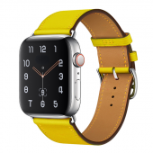 Bagies Apple Watch Hermes Deri Kordon 2/3/4/5/6/7/8/se/Ultra 42mm 44mm 45mm 49mm Uyumlu Kayış - Sarı - 3