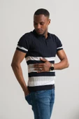 Slimfit Polo Yaka Likralı Çizgili Triko Kumaş Yazlık Spor Erkek T-shirt - 5
