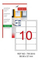 Bilgisayar Etiketi Tw-2010 99,06x57 mm 100 Lü Lazer Etiket 1 Paket Tanex Davetiye Kargo Koli Kutu Etiketi - 1