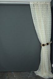 BRODE ZİNCİR KREM RENK TEK KANAT Hazır dikilmiş Pileli Fon Perde 300*260 cm - 6