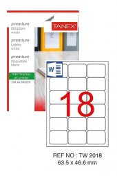 Bilgisayar Etiketi Tw-2018 63,5x46,6 mm 100 Lü Lazer Etiket 1 Paket Tanex Davetiye Kargo Koli Kutu Etiketi - 1