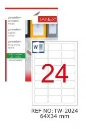 Bilgisayar Etiketi Tw-2024 64x34 mm 100 Lü Lazer Etiket 1 Paket Tanex Davetiye Kargo Koli Kutu Etiketi - 1