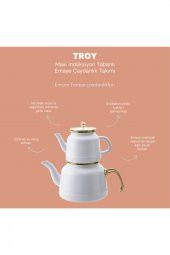 Emsan Troy Maxi Indüksiyon Tabanlı Emaye Çaydanlık Takımı Beyaz - 4