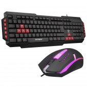 Hytech HYK-46 GAMY COMBO Siyah USB Kırmızı Tuşlu Q Gaming Oyuncu Klavye + Mouse Set - 1