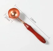 Ahşap Sap Mum Mühürü Eritme Kaşığı Paslanmaz Çelik Rose Gold thumbnail 2