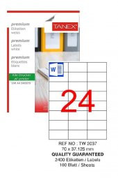 Bilgisayar Etiketi Tw-2037 70x37,125 mm 100 Lü Lazer Etiket 1 Paket Tanex Davetiye Kargo Koli Kutu Etiketi - 1