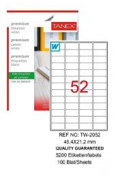 Bilgisayar Etiketi Tw-2052 46,4x21,2 mm 100 Lü Lazer Etiket 1 Paket Tanex Davetiye Kargo Koli Kutu Etiketi - 1