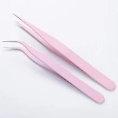 İkili Cımbız Seti Paslanmaz Çelik Pembe Renk Düz ve Kavisli Model thumbnail 4