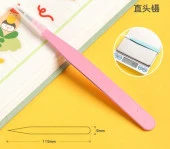 İkili Cımbız Seti Paslanmaz Çelik Pembe Renk Düz ve Kavisli Model thumbnail 5