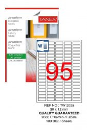 Bilgisayar Etiketi Tw-2095 30x12 mm 100 Lü Lazer Etiket 1 Paket Tanex Davetiye Kargo Koli Kutu Etiketi - 1