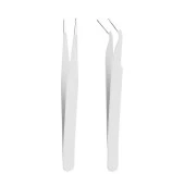 İkili Cımbız Seti Paslanmaz Çelik Beyaz Renk Düz ve Kavisli Model thumbnail 1