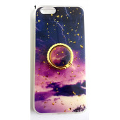 Apple İphone 6/6s Yüzüklü Simli Mermer Desenli Kılıf - 1