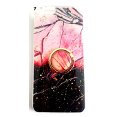 Apple İphone 6/6s Yüzüklü Simli Mermer Desenli Kılıf - 7