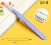 İkili Cımbız Seti Paslanmaz Çelik Lavanta Renk Düz ve Kavisli Model thumbnail 6