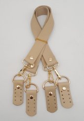 Angel Çanta Aksesuar Gerçek Deri 55 Cm Misu Model Çift Sap Ham Renk Light Gold Metal - 1