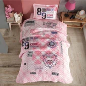 Clasy Ranforce Yatak Örtüsü Tek Kişilik Denim V1 Pembe - 1